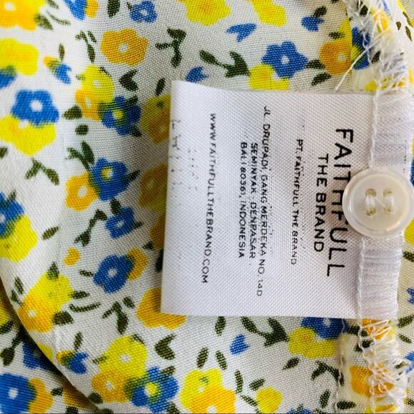 Faithfull The Brand Yellow Floral Mini Dress Medium - Picture 7 of 10